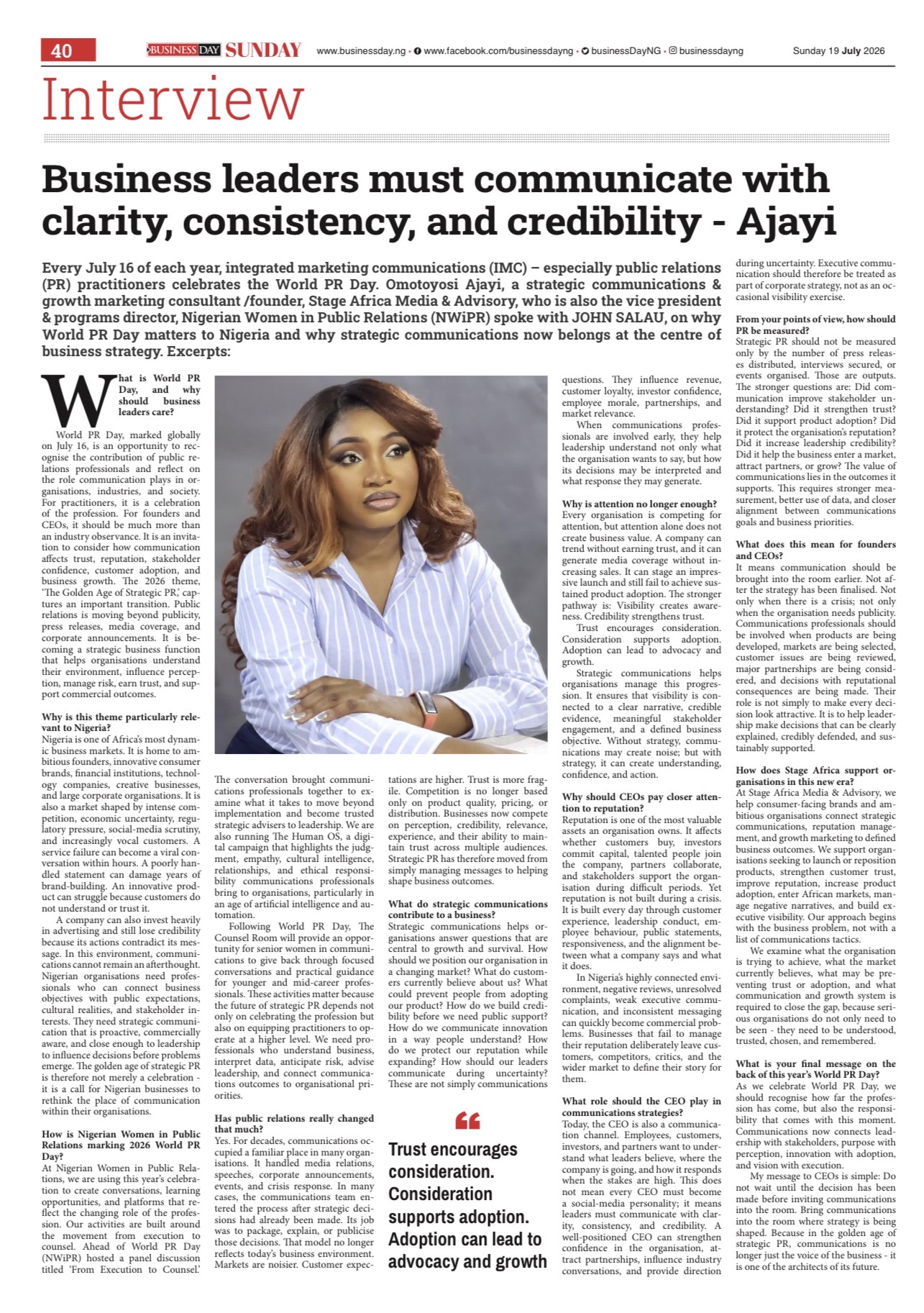 BusinessDay Sunday — Business leaders must communicate with clarity, consistency, and credibility