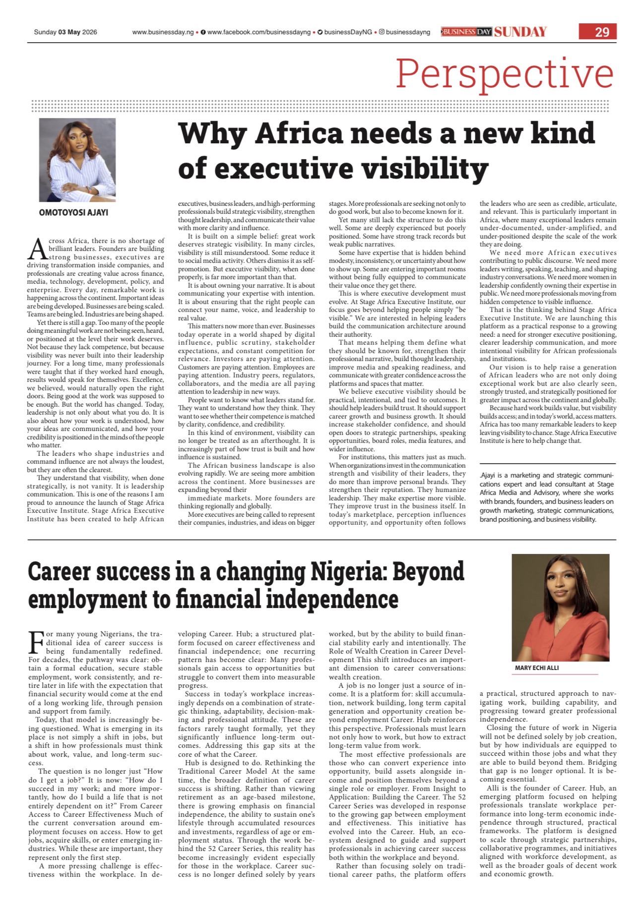 BusinessDay Sunday — Why Africa needs a new kind of executive visibility